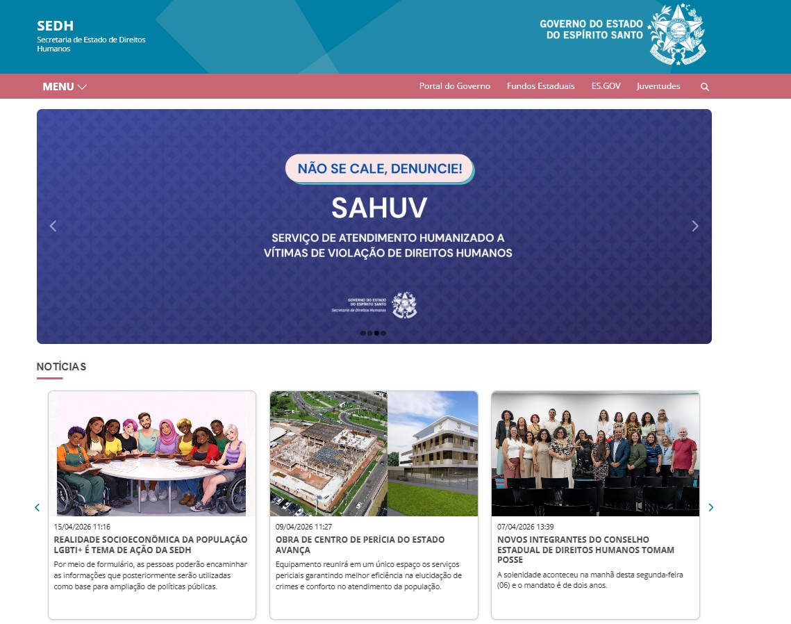 Governo ES - Site da SEDH é o primeiro com novo padrão de sites do ...