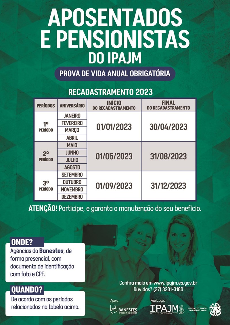 IPAJM: Beneficiários aniversariantes de janeiro a abril de 2023 que não se recadastraram podem ter pagamento suspenso