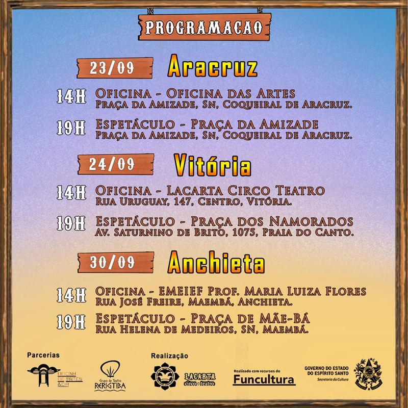 Projeto Lacarta Karavan leva espetáculos e oficina circenses para Anchieta, Aracruz e Vitória