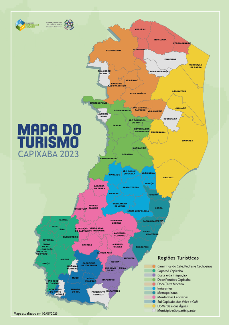 Espírito Santo é o Estado do Brasil com o maior número de municípios inseridos no Mapa do Turismo 2023