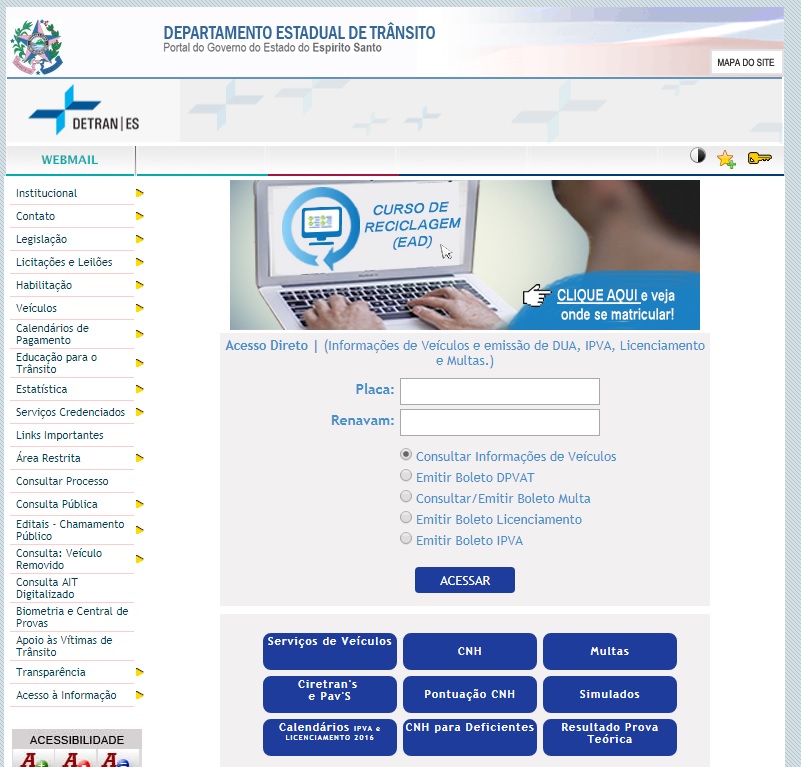 Detran - home_do_site_detran|||Fotógrafo:Divulgação