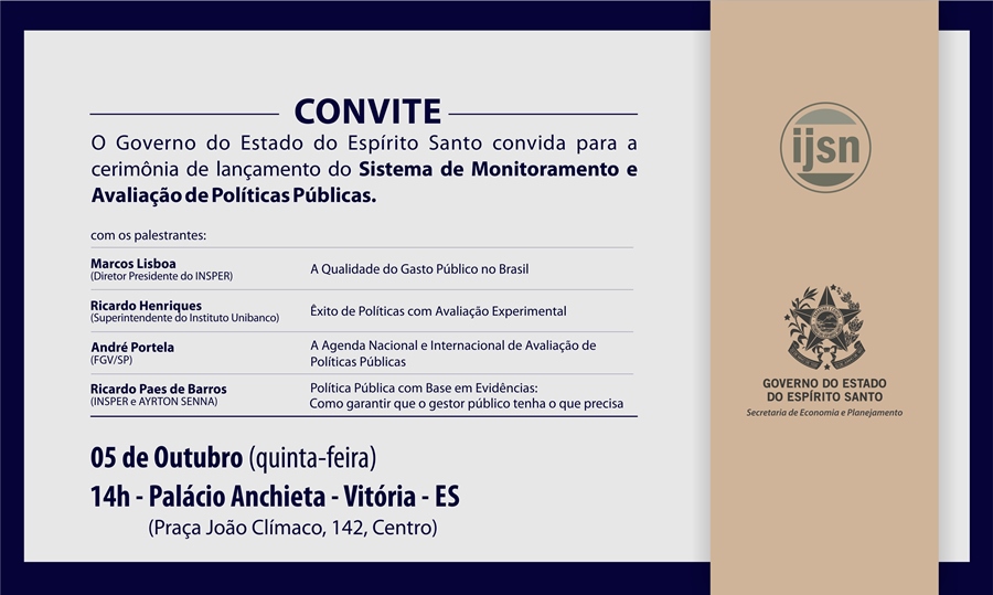 IJSN - 0310 - Convite - Sistema de Monitoramento e Avaliação|||Fotógrafo:Divulgação/ IJSN