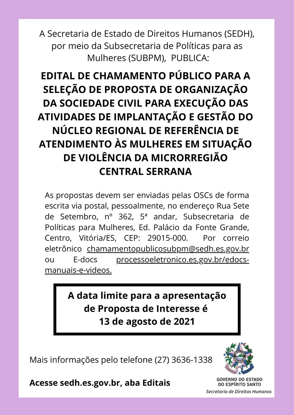 A Secretaria de Estado de Direitos Humanos (SEDH) - 