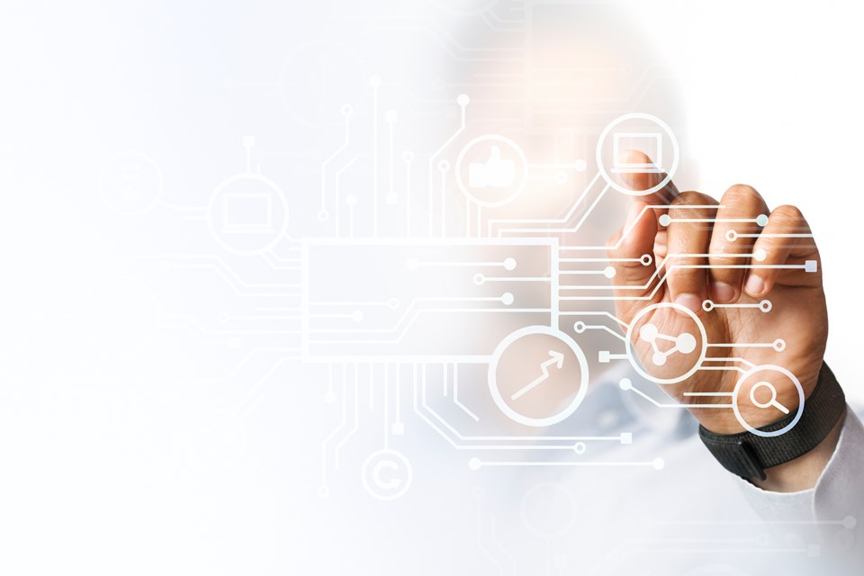 businessman-pointing-at-his-presentation-on-the-futuristic-digital-screen