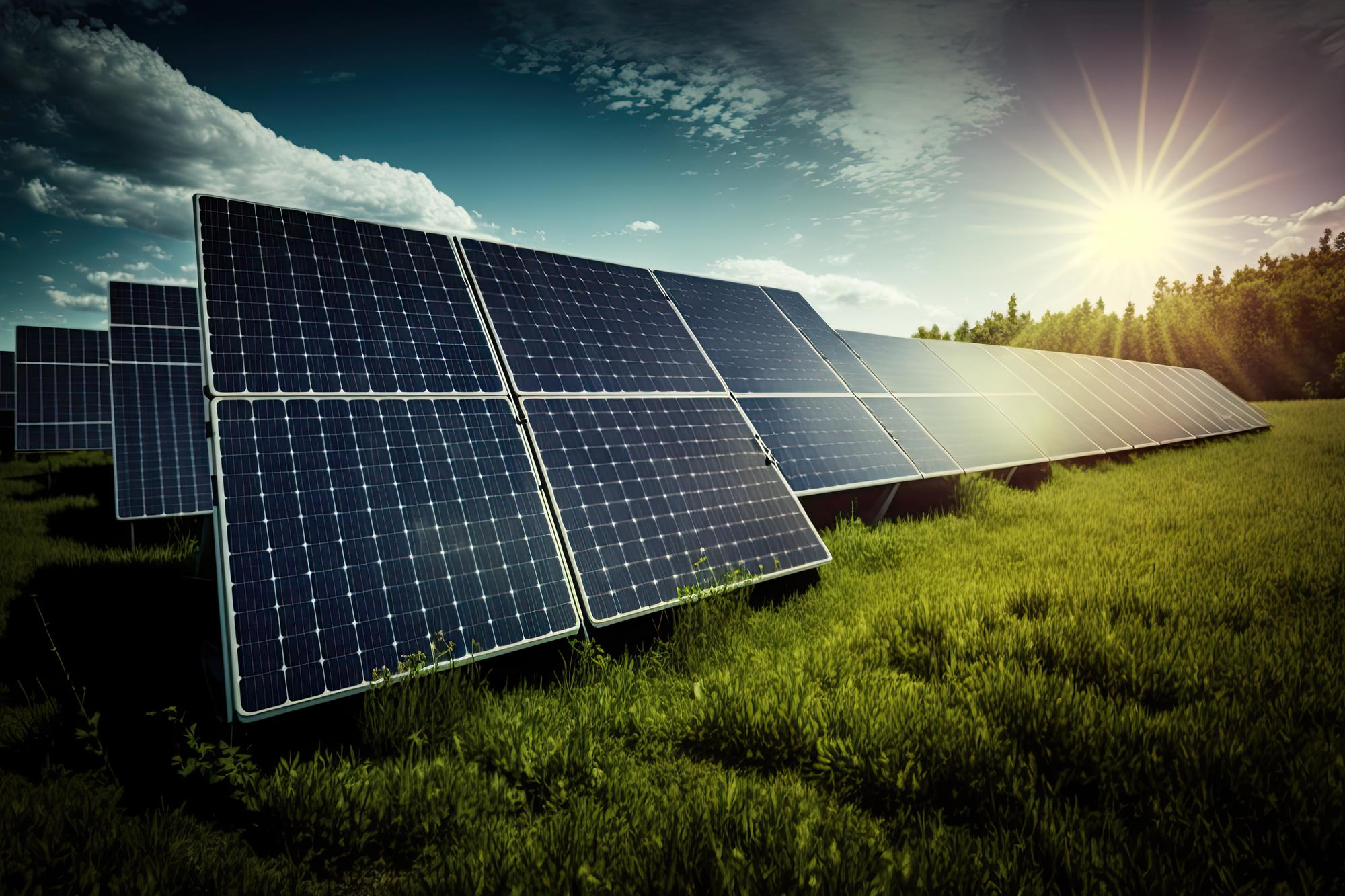 painel-de-energia-solar-fotovoltaica-no-campo-verde-limpo-conceito-de-energia-alternativa-ai-generative