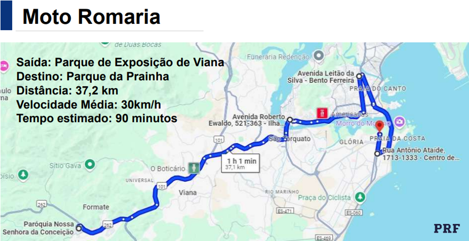 trajeto moto romaria